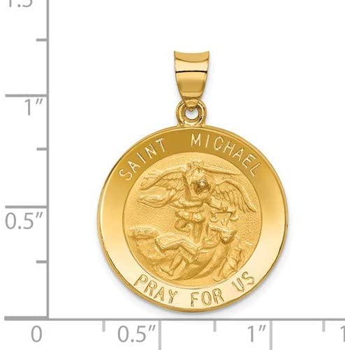 14k Yellow Gold Saint Michael Medal Pendant (32X22 MM)