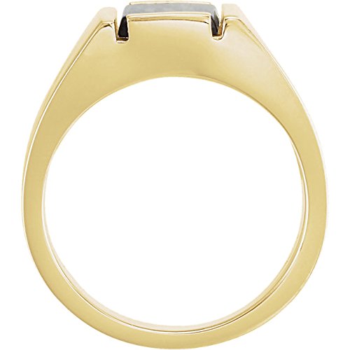 Men's Cushion Buff Top Onyx 14k Yellow Gold Ring, 11.8M, Size 10