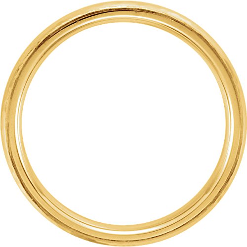 14k Yellow Gold Hammer Finished 4mm Comfort Fit Dome Band, Size9.5