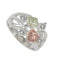 2-Hearts Grape Leaf CZ Band, Sterling Silver, 12k Rose and Green Gold Black Hills Gold Motif