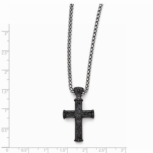Edward Mirell Black Titanium Cross Pendant Necklace, 20"