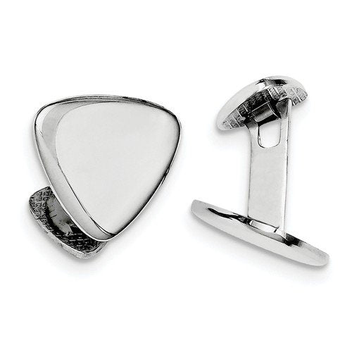 Rhodium-Plated Sterling Silver Triangle Cuff Links, 17MM