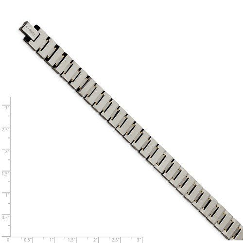 Men's Polished Tungsten with Brass 11mm Link Bracelet, 8.5"