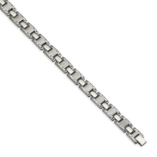 Men's Brushed and Polished Stainless Steel 11mm Link Bracelet, 8.5"