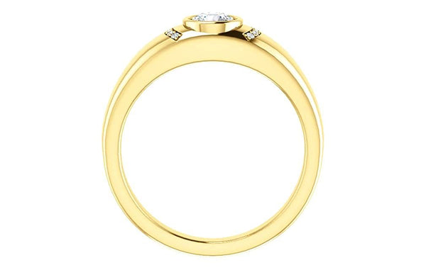 Men's Bezel Set Diamond 14k Yellow Gold Band, Size 11 (.50 Cttw, GH Color, I1 Clarity)