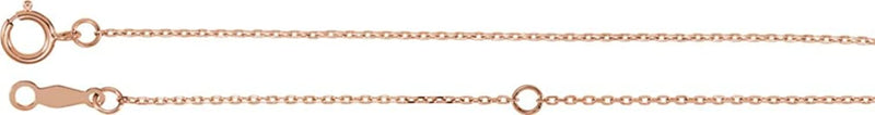 1 mm 14k Rose Gold Diamond Cut Cable Chain, 20"