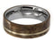 Buckeye Burl Wood, 14k Yellow Gold Pinstripe 8mm Comfort-Fit Titanium Band, Size 7.5