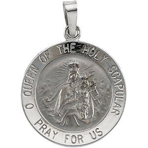 14k White Gold Round Scapular Medal (18 MM)