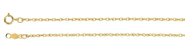 14k Yellow Gold 1.25mm Rope Chain, 18"