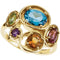 Swiss Blue Topaz, Pink Tourmaline, Peridot, Amethyst, Citrine 14k Yellow Gold Ring, Size 6