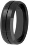 Men's Black Ceramic 8mm Comfort-Fit Groove Band