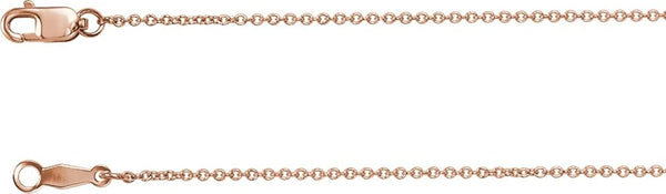 1mm 14k Rose Gold Solid Cable Chain, 16"