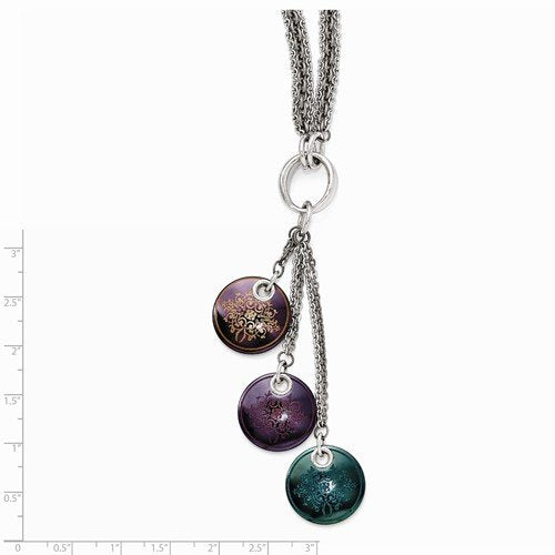 Edward Mirell Black Titanium Multi-Color Anodized and Sterling Silver Pendant Necklace, 16"-18"