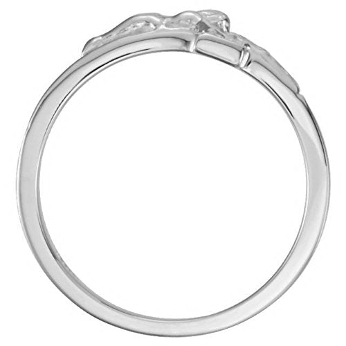 Women's Crucifix Chastity Ring, 14k White Gold 15.25mm, Size 4
