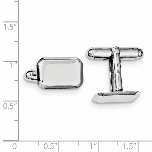 Rhodium-Plated Sterling Silver Rectangle Cuff Links, 16X11MM