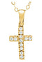 Girl's 14k Yellow Gold Cubic Zirconia Cross Pendant Necklace, 15"