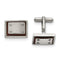 Stainless Steel Polished Wood Inlay Rectangle Cuff Links