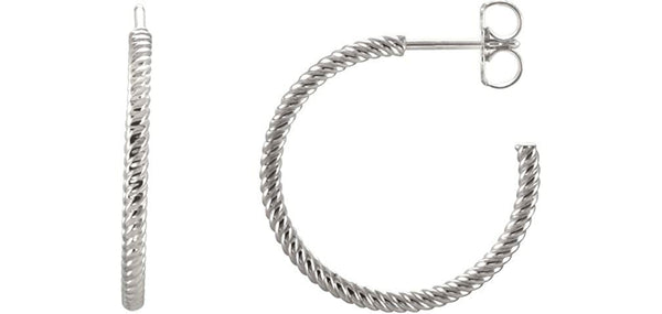 Rope Design Hoop Earrings, Continuum Sterling Silver 17mm