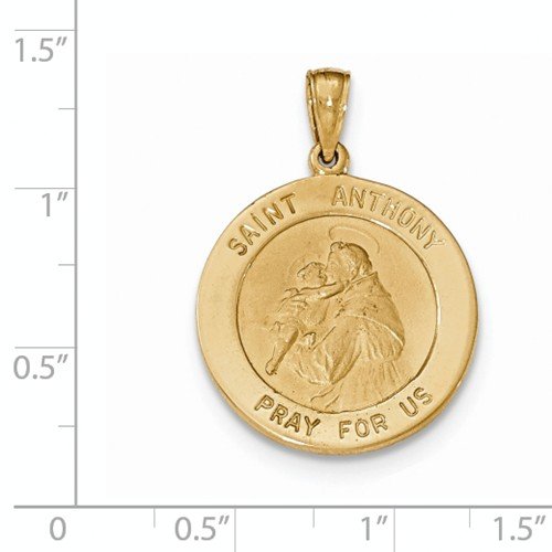 14k Yellow Gold St. Anthony Large Round Medal Pendant