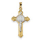 Rhodium-Plated 14k Yellow and White Gold Two-tone St. Benedict Medal INRI Crucifix Pendant (32X19MM)