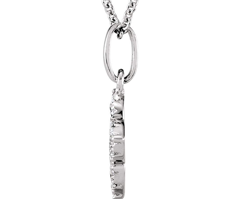Petite Diamond Quatrefoil Cross Rhodium-Plated 14k White Gold Necklace, 16" (.07 Cttw, HI Color, I1 Clarity)