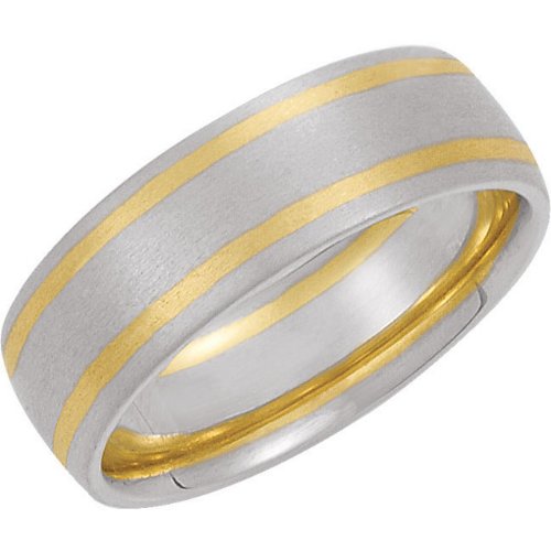 7mm 14k White and Yellow Gold Satin Brushed Comfort Fit Band