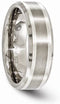 Silver Inlay Collection Brushed Gray Titanium, Argentium Silver 7mm Band