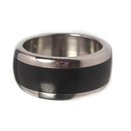 African Blackwood Inlay 10mm Comfort Fit Matte Titanium Ring, Size 10.25