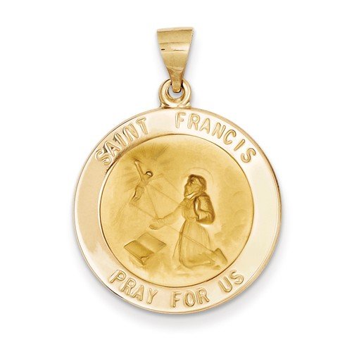 14k Yellow Gold St. Francis Medal Pendant (25X23MM)