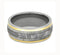 Deer Antler, Gibeon Meteorite Inlay, 18k Yellow Gold 10mm Comfort Fit Titanium Band, Size 10