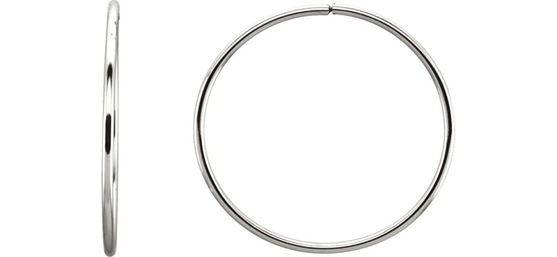 Endless Hoop Tube Earrings, Sterling Silver (35mm)