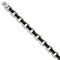 Men's Polished Stainless Steel Black Rubber Bracelet, 8.5 "