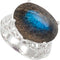 12.95 Ct Labradorite Sterling Silver Filigree Ring, Size 10