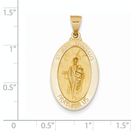 14k Yellow Gold St. Jude Thaddeus Medal Pendant (27X16 MM)