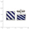 Stainless Steel, Polished Mother Of Pearl, Blue Shell Inlay Cuff Links, 18.59MMX 17.21MM