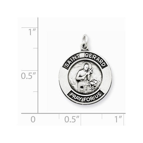 Sterling Silver Antiqued St. Gerard Medal Pendant (22X16MM)