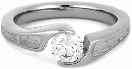 The Men's Jewelry Store (Unisex Jewelry) Diamond, Gibeon Meteorite 7mm Comfort-Fit Titanium Bypass Engagement Ring (.47 Ct, Color G, Clarity SI1)