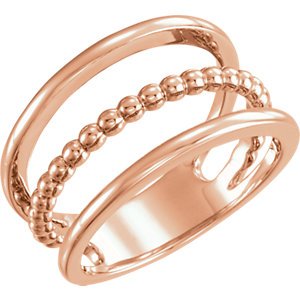 Negative Space Beaded Ring, 14k Rose Gold, Size 7.5