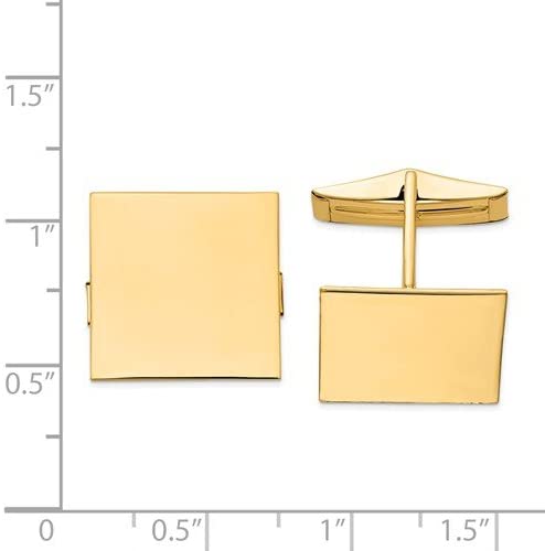14k Yellow Gold Square Cuff Links, 17MM