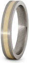 14k Yellow Gold Inlay 4mm Comfort-Fit Satin Titanium Wedding Band, Size 12