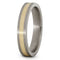 14k Yellow Gold Inlay 4mm Comfort-Fit Satin Titanium Wedding Band