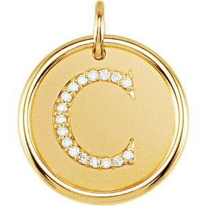 Diamond Initial "C" Round Pendant, 18k Yellow Gold-Plated Sterling Silver (.08 Ctw, Color G-H, Clarity I1 )