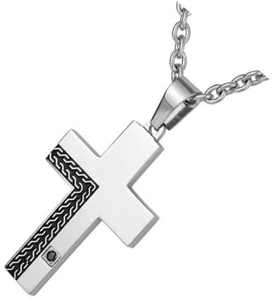 Men's Cross Pendant Necklace, Stainless Steel, 24"