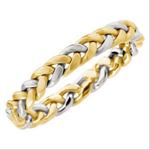 3.5mm 14k Yellow and White Gold Two-Tone Hand Woven Band, Size 7