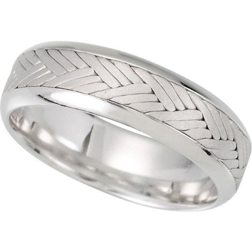 7mm 14k White Gold Hand Woven Chevron Braid Comfort Fit Band, Sizes 5 – The  Men's Jewelry Store