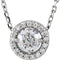 Platinum Diamond Halo Necklace, 16" (0.2 Ctw, G-H Color, I3 Clarity)