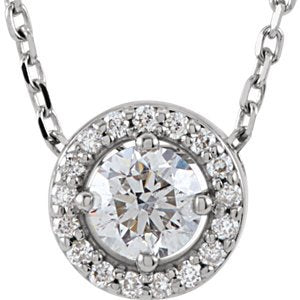 Platinum Diamond Halo Necklace, 16" (0.2 Ctw, G-H Color, I3 Clarity)