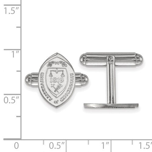 Rhodium-Plated Sterling Silver University Of Cincinnati Crest Cuff Links, 16X11MM