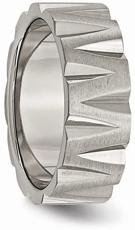 Satin-Brushed, Titanium Notched 8mm Wedding Band, Size 8