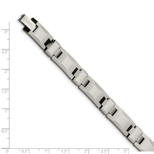 Men's Polished Tungsten 10mm Chain Carbide Link Bracelet, 8"